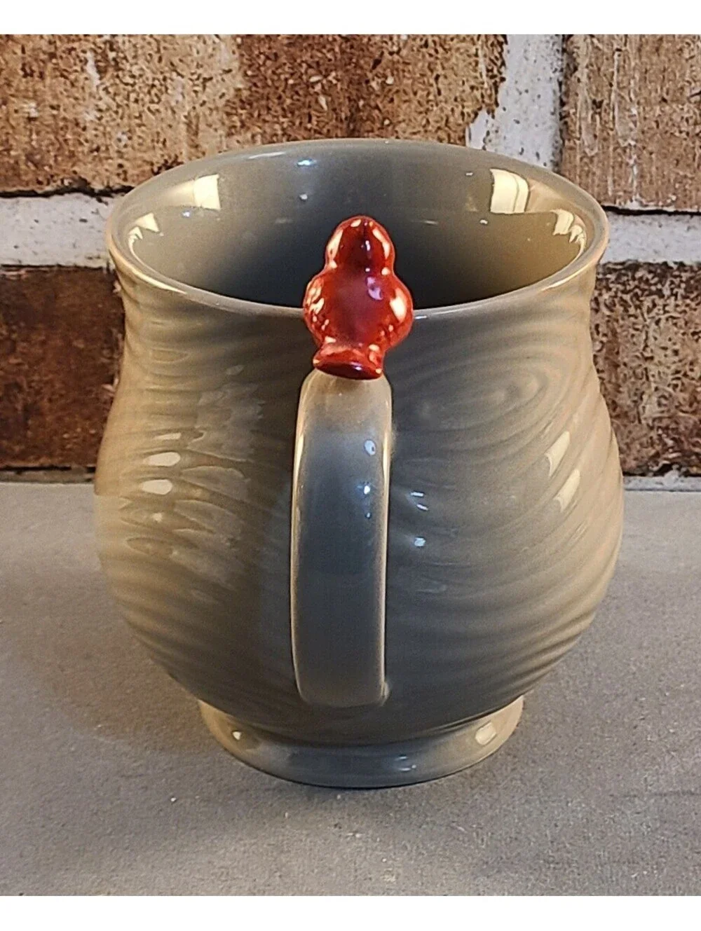 Temp-tations by Tara Woodland Mug Taupe Brown Sz 16 oz Tree Ring 3D Red Cardinal